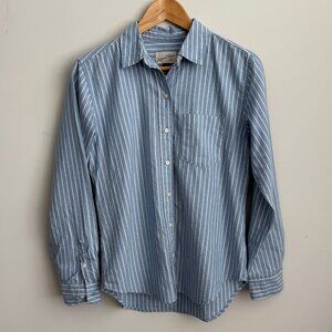 Universal Thread Blue/White Striped Long-sleeve Button-down Womens Shirt Size XS